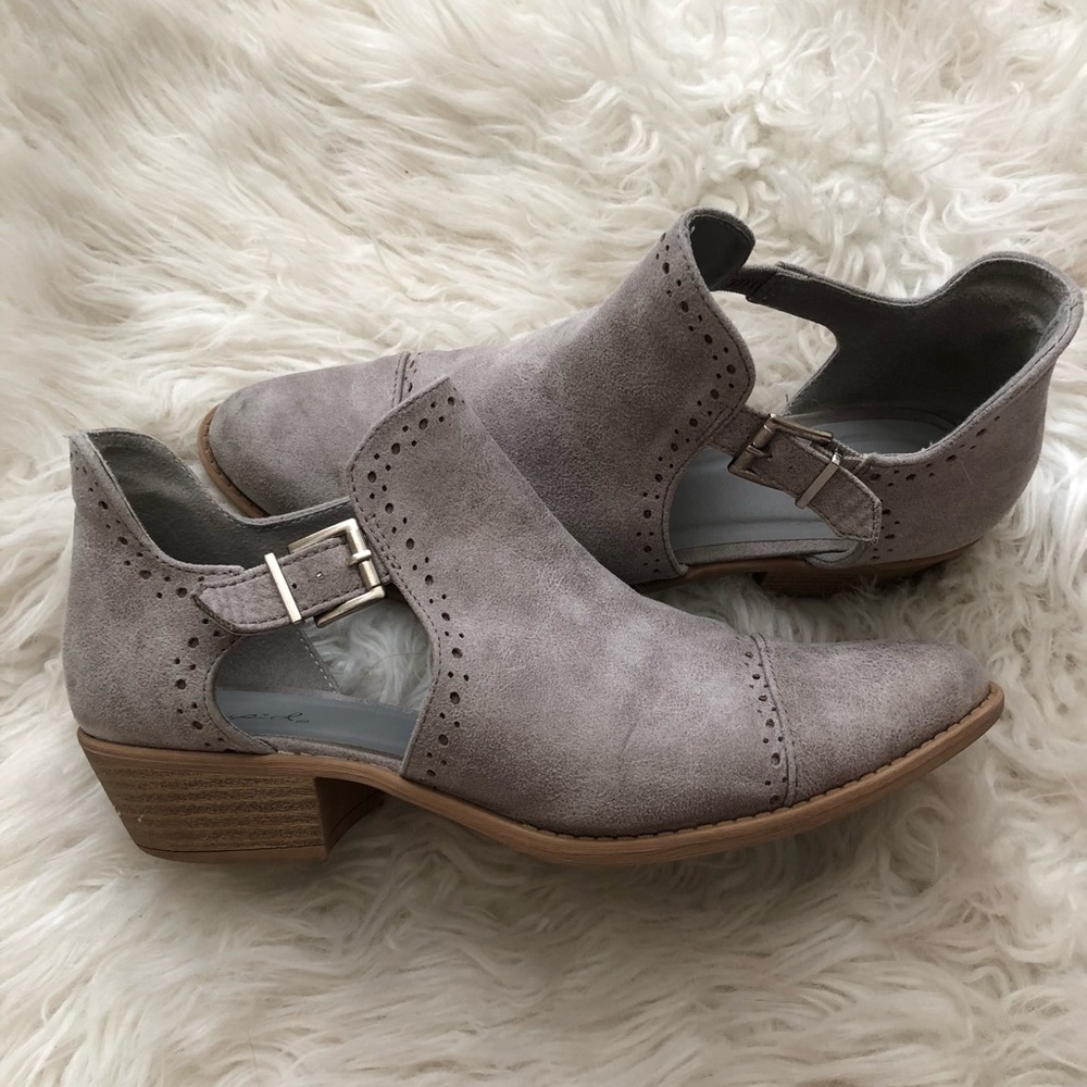 Gray ankle boots